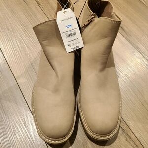 Tan Ankle Boots with Memory Foam, Size 10, New